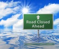 Road Sign in Flooded Area