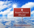 Road Sign in Flooded Area Royalty Free Stock Photo