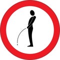 Road sign forbidding to pee, or funny sign for public institutions toilet mark