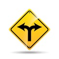 Road sign fork arrow icon