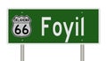 Road sign for Foyil Oklahoma on Route 66 Royalty Free Stock Photo
