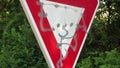 Road sign with spray painted ETA logo