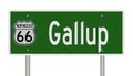 Road sign for Gallup New Mexico on Route 66