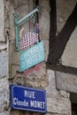 Road sign in Giverny, once home to the famous impressionist painter Claude Monet