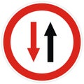 Road sign giving priority to traffic travelling in one direction,eps.