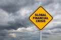 Road sign Global Financial crisis with dark clouds Royalty Free Stock Photo