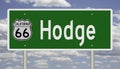 Road sign for Hodge California on Route 66