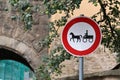 Road sign: horse traffic prohibited