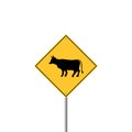 Road sign icon. Flat cow pet sign Royalty Free Stock Photo