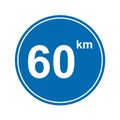 Road sign icon, Speed 60km. suitable for web icons Royalty Free Stock Photo