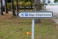 Road sign indicating Eurotunnel headquarters offices located in Coquelles.