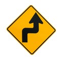 Road sign indicating sharp curves