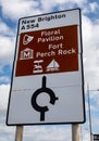 Road sign indicating tourist information locations new brighton wirral august 2019 Royalty Free Stock Photo