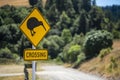 Road sign `Kiwi Crossing`, New Zealand Royalty Free Stock Photo