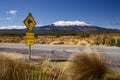 Road sign Kiwi crossing in Tongariro National Park, New Zealand Royalty Free Stock Photo