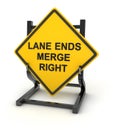 Road sign - lane ends merge right Royalty Free Stock Photo