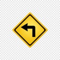 Road sign left turn icon Royalty Free Stock Photo