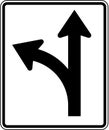 Road Sign Left Turn or Straight Royalty Free Stock Photo