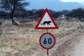 Road sign with leopard - Namibia Africa Royalty Free Stock Photo