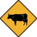 Road sign, livestock drive. Vector image. Royalty Free Stock Photo
