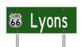 Road sign for Lyons Illinois on Route 66