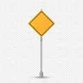 Road sign main road, priority over adjacent. Sign yellow rhombus.