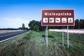 A road sign marking the Wielkopolska region in west-central Poland Royalty Free Stock Photo