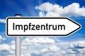 Road sign with medical touchscreen and the german word for covid-19 vaccination center or centre - impfzentrum isolated Royalty Free Stock Photo