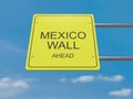 Road Sign Mexico Wall Ahead, 3d illustration Royalty Free Stock Photo