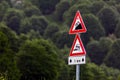 A road sign in the mountains