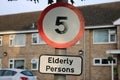 Road sign 5 mph Elderly Persons taken outside a care home UK