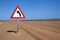 Road sign in the Namib Desert Royalty Free Stock Photo