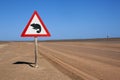 Road sign in the Namib Desert Royalty Free Stock Photo