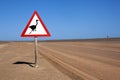 Road sign in the Namib Desert Royalty Free Stock Photo