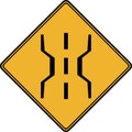 A road sign, a narrow bridge ahead. Vector image. Royalty Free Stock Photo