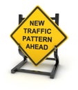 Road sign - new traffic pattern ahead Royalty Free Stock Photo