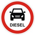 Road sign, no entry for diesel motor vehicles, eps.