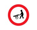 Road sign no hand trucks. Vector illustration