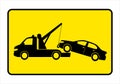 Road sign no parking-sign of a tow-truck yellow Royalty Free Stock Photo