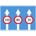 Road sign the number of lanes with traffic restrictions.