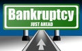 Road sign over the road with bankruptcy word