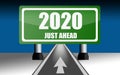 Road sign over the road with 2020 Royalty Free Stock Photo