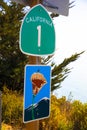 Roadsign, Pacific Coast Highway, California State Route 1 Royalty Free Stock Photo