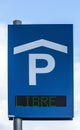 A road sign for a parking area in blue sky Royalty Free Stock Photo