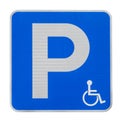 Road sign parking for disabled person isolated on white background Royalty Free Stock Photo