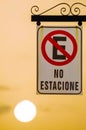 Road sign parking forbidden, Spanish Royalty Free Stock Photo