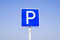 Road sign parking. Sign on a blue sky background. Royalty Free Stock Photo