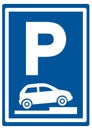 Road sign for passenger car parking, vector icon Royalty Free Stock Photo
