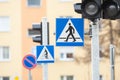 Road sign pedestrian crossing Royalty Free Stock Photo