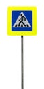 Road sign pedestrian road on a white background. Sign for pedestrians. Transition